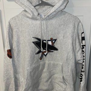 Champion Men's San Jose Sharks Reverse Weave Pullover Hoodie (VINTAGE SHARK)
